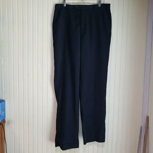 Bertucci Dress Pants Mens 34x32 Black Flat Front Herringbone Classic Fit